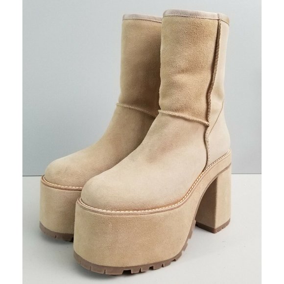Free People Montreal Platform Boots Tan Suede Size 39 - Picture 2 of 9